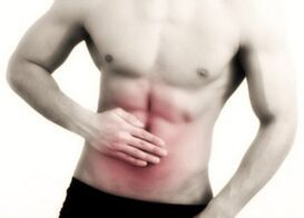 Douleurs abdominales avec la lésion du souverain